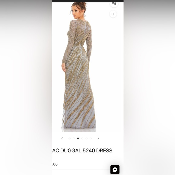 Mac Duggal Gold and Silver Long Sleeve Gown